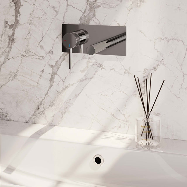 BRAUER Chrome Carving inbouw wastafelmengkraan met rechte uitloop en afdekplaat model A2 chroom 5-CE-083-S6