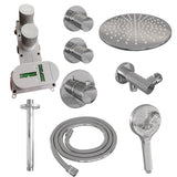 BRAUER Chrome Carving thermostatische inbouw regendouche SET 12 met 30 cm douchekop en plafondarm en 3-standen handdouche en doucheslang en wandaansluitbocht chroom