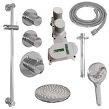 BRAUER Chrome Carving thermostatische inbouw regendouche SET 23 met 20 cm douchekop en plafondarm en 3-standen handdouche en doucheslang en geïntegreerde glijstang chroom