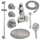 BRAUER Chrome Carving thermostatische inbouw regendouche SET 24 met 30 cm douchekop en plafondarm en 3-standen handdouche en doucheslang en geïntegreerde glijstang chroom