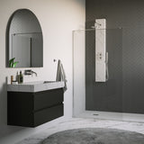 BRAUER Chrome Edition thermostatisch douchepaneel 2-weg omstelling calacatta gold SET 01 met 20 cm douchekop en gebogen muurarm en staaf handdouche en wandaansluitbocht en doucheslang chroom