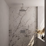BRAUER Chrome Edition thermostatische inbouw regendouche met drukknoppen SET 54 met 30 cm douchekop en plafondarm en staaf handdouche en doucheslang en wandaansluitbocht chroom