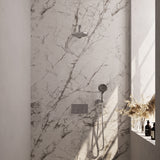 BRAUER Chrome Edition thermostatische inbouw regendouche met drukknoppen SET 55 met 20 cm douchekop en rechte muurarm en 3-standen handdouche en doucheslang en wandaansluitbocht chroom