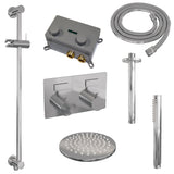 BRAUER Chrome Edition thermostatische inbouw regendouche met drukknoppen SET 65 met 20 cm douchekop en plafondarm en staaf handdouche en doucheslang en geïntegreerde glijstang chroom
