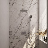 BRAUER Chrome Edition thermostatische inbouw regendouche met drukknoppen SET 68 met 30 cm douchekop en rechte muurarm en 3-standen handdouche en doucheslang en geïntegreerde glijstang chroom