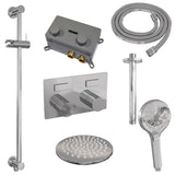 BRAUER Chrome Carving thermostatische inbouw regendouche met drukknoppen SET 71 met 20 cm douchekop en plafondarm en 3-standen handdouche en doucheslang en geïntegreerde glijstang chroom