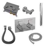 BRAUER Chrome Edition thermostatische inbouw badkraan met drukknoppen SET 03 met badvulcombinatie en staaf handdouche en doucheslang en wandaansluitbocht chroom