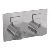 BRAUER Chrome Edition thermostatische inbouw badkraan met drukknoppen SET 03 met uitloop en staaf handdouche en doucheslang en wandaansluitbocht chroom