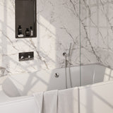 BRAUER Chrome Carving thermostatische inbouw badkraan met drukknoppen SET 03 met badvulcombinatie en staaf handdouche en doucheslang en wandaansluitbocht chroom