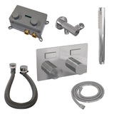 BRAUER Chrome Carving thermostatische inbouw badkraan met drukknoppen SET 03 met badvulcombinatie en staaf handdouche en doucheslang en wandaansluitbocht chroom