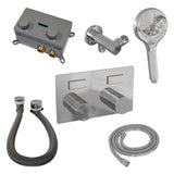 BRAUER Chrome Carving thermostatische inbouw badkraan met drukknoppen SET 04 met badvulcombinatie en 3-standen handdouche en doucheslang en wandaansluitbocht chroom