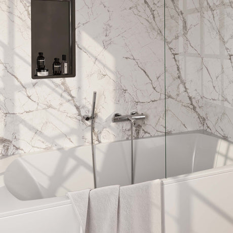 BRAUER Chrome Edition opbouw baddouche thermostaatkraan SET 03 met wandhouder en staaf handdouche en doucheslang chroom
