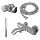 BRAUER Chrome Edition opbouw baddouche thermostaatkraan SET 03 met wandhouder en staaf handdouche en doucheslang chroom