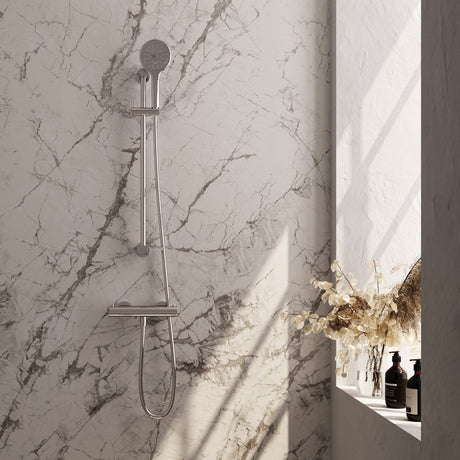 BRAUER Chrome Edition opbouw douche thermostaatkraan SET 02 met glijstang en 3-standen handdouche en doucheslang chroom 5-CE-236
