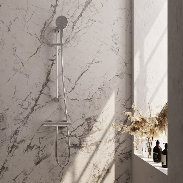 BRAUER Chrome Edition opbouw douche thermostaatkraan SET 02 met glijstang en 3-standen handdouche en doucheslang chroom 5-CE-236