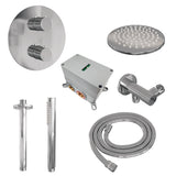 BRAUER Chrome Edition thermostatische inbouw regendouche 3-weg rond SET 77 met 20 cm douchekop en plafondarm en staaf handdouche en doucheslang en wandaansluitbocht chroom 5-CE-271
