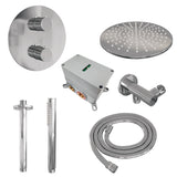 BRAUER Chrome Edition thermostatische inbouw regendouche 3-weg rond SET 78 met 30 cm douchekop en plafondarm en staaf handdouche en doucheslang en wandaansluitbocht chroom 5-CE-272