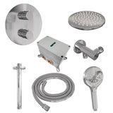 BRAUER Chrome Edition thermostatische inbouw regendouche 3-weg rond SET 83 met 20 cm douchekop en plafondarm en 3-standen handdouche en doucheslang en wandaansluitbocht chroom 5-CE-277