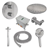 BRAUER Chrome Edition thermostatische inbouw regendouche 3-weg rond SET 84 met 30 cm douchekop en plafondarm en 3-standen handdouche en doucheslang en wandaansluitbocht chroom 5-CE-278