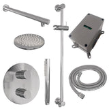 BRAUER Chrome Edition thermostatische inbouw regendouche 3-weg rond SET 85 met 20 cm douchekop en rechte muurarm en staaf handdouche en doucheslang en geÃ¯ntegreerde glijstang chroom 5-CE-279