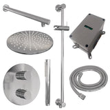 BRAUER Chrome Edition thermostatische inbouw regendouche 3-weg rond SET 86 met 30 cm douchekop en rechte muurarm en staaf handdouche en doucheslang en geÃ¯ntegreerde glijstang chroom 5-CE-280