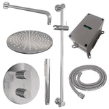 BRAUER Chrome Edition thermostatische inbouw regendouche 3-weg rond SET 88 met 30 cm douchekop en gebogen muurarm en staaf handdouche en doucheslang en geÃ¯ntegreerde glijstang chroom 5-CE-282