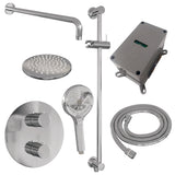 BRAUER Chrome Edition thermostatische inbouw regendouche 3-weg rond SET 93 met 20 cm douchekop en gebogen muurarm en 3-standen handdouche en doucheslang en geÃ¯ntegreerde glijstang chroom 5-CE-287