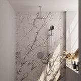 BRAUER Chrome Edition thermostatische inbouw regendouche 3-weg rond SET 95 met 20 cm douchekop en plafondarm en 3-standen handdouche en doucheslang en geÃ¯ntegreerde glijstang chroom 5-CE-289