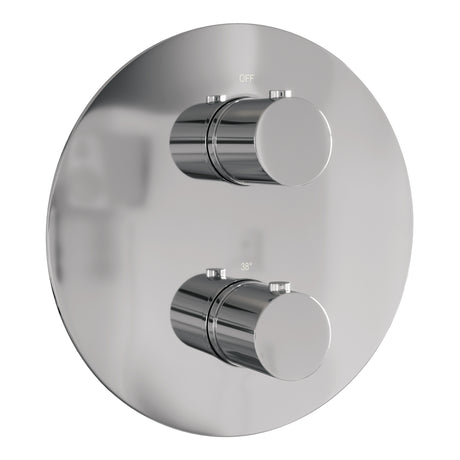 BRAUER Chrome Carving thermostatische inbouw regendouche 3-weg rond SET 86 met 30 cm douchekop en rechte muurarm en staaf handdouche en doucheslang en geÃ¯ntegreerde glijstang chroom 5-CE-304