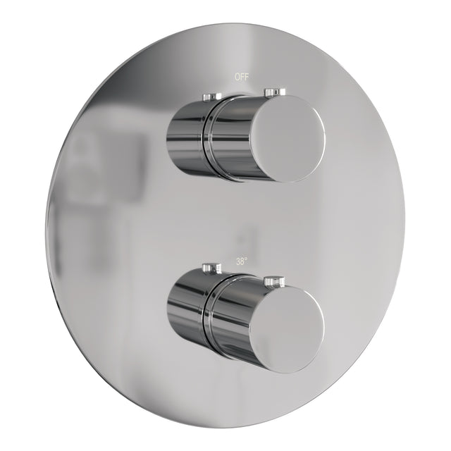 BRAUER Chrome Carving thermostatische inbouw regendouche 3-weg rond SET 86 met 30 cm douchekop en rechte muurarm en staaf handdouche en doucheslang en geÃ¯ntegreerde glijstang chroom 5-CE-304