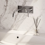 BRAUER Stripe inbouw wastafelmengkraan met gebogen uitloop en afdekplaat model A1 chroom 5-CE-329