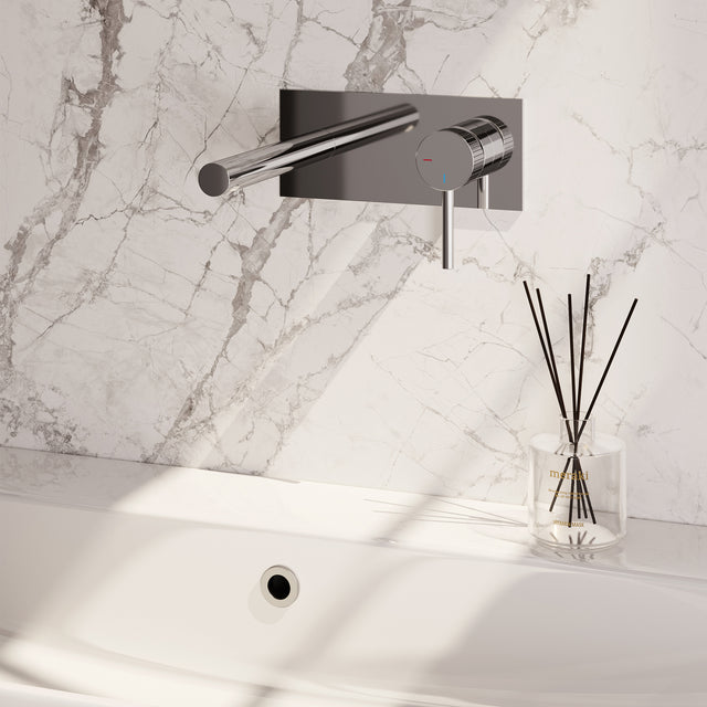 BRAUER Stripe inbouw wastafelmengkraan met rechte uitloop en afdekplaat model A1 chroom 5-CE-330