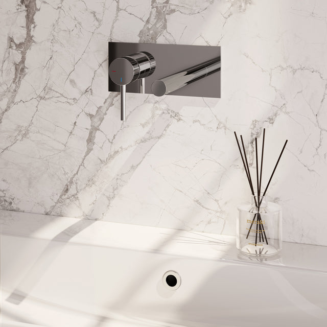 BRAUER Stripe inbouw wastafelmengkraan met rechte uitloop en afdekplaat model A2 chroom 5-CE-334