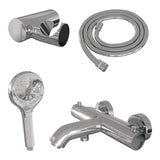 BRAUER Stripe opbouw baddouche thermostaatkraan SET 04 met wandhouder en 3-standen handdouche en doucheslang chroom 5-CE-343