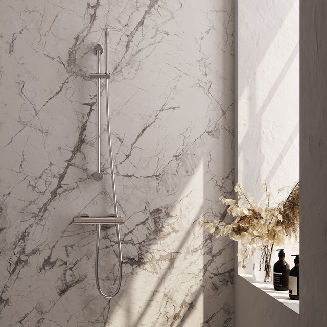 BRAUER Stripe opbouw douche thermostaatkraan SET 01 met glijstang en staaf handdouche en doucheslang chroom 5-CE-345