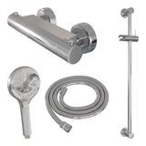 BRAUER Stripe opbouw douche thermostaatkraan SET 02 met glijstang en 3-standen handdouche en doucheslang chroom 5-CE-346