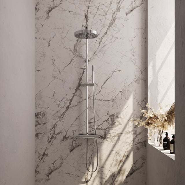 BRAUER Stripe opbouw thermostatische regendouche SET 01 met 25 cm hoofddouche en staaf handdouche en doucheslang chroom 5-CE-348