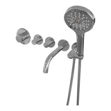 BRAUER Stripe thermostatische inbouw badkraan SET 02 met uitloop en 3-standen handdouche en doucheslang en wandaansluitbocht chroom 5-CE-358