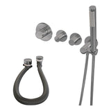 BRAUER Stripe thermostatische inbouw badkraan SET 01 met badvulcombinatie en staaf handdouche en doucheslang en wandaansluitbocht chroom 5-CE-359