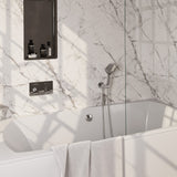 BRAUER Stripe thermostatische inbouw badkraan met drukknoppen SET 04 met badvulcombinatie en 3-standen handdouche en doucheslang en wandaansluitbocht chroom 5-CE-362