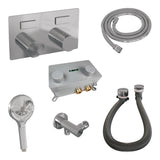 BRAUER Stripe thermostatische inbouw badkraan met drukknoppen SET 04 met badvulcombinatie en 3-standen handdouche en doucheslang en wandaansluitbocht chroom 5-CE-362