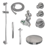 BRAUER Stripe thermostatische inbouw regendouche SET 09 met 25 cm douchekop en plafondarm en staaf handdouche en doucheslang en geïntegreerde glijstang chroom 5-CE-381