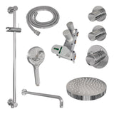 BRAUER Stripe thermostatische inbouw regendouche SET 11 met 25 cm douchekop en gebogen muurarm en 3-standen handdouche en doucheslang en geïntegreerde glijstang chroom 5-CE-385