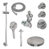 BRAUER Stripe thermostatische inbouw regendouche SET 12 met 25 cm douchekop en plafondarm en 3-standen handdouche en doucheslang en geïntegreerde glijstang chroom 5-CE-387