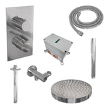 BRAUER Stripe thermostatische inbouw regendouche 3-weg rechthoekig SET 15 met 25 cm douchekop en plafondarm en staaf handdouche en doucheslang en wandaansluitbocht chroom 5-CE-393