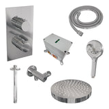 BRAUER Stripe thermostatische inbouw regendouche 3-weg rechthoekig SET 18 met 25 cm douchekop en plafondarm en 3-standen handdouche en doucheslang en wandaansluitbocht chroom 5-CE-399