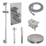 BRAUER Stripe thermostatische inbouw regendouche 3-weg rechthoekig SET 21 met 25 cm douchekop en plafondarm en staaf handdouche en doucheslang en geïntegreerde glijstang chroom 5-CE-405