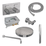 BRAUER Stripe thermostatische inbouw regendouche met drukknoppen SET 26 met 25 cm douchekop en gebogen muurarm en staaf handdouche en doucheslang en wandaansluitbocht chroom 5-CE-415