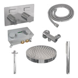 BRAUER Stripe thermostatische inbouw regendouche met drukknoppen SET 27 met 25 cm douchekop en plafondarm en staaf handdouche en doucheslang en wandaansluitbocht chroom 5-CE-417
