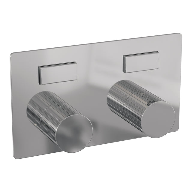 BRAUER Stripe thermostatische inbouw regendouche met drukknoppen SET 27 met 25 cm douchekop en plafondarm en staaf handdouche en doucheslang en wandaansluitbocht chroom 5-CE-417